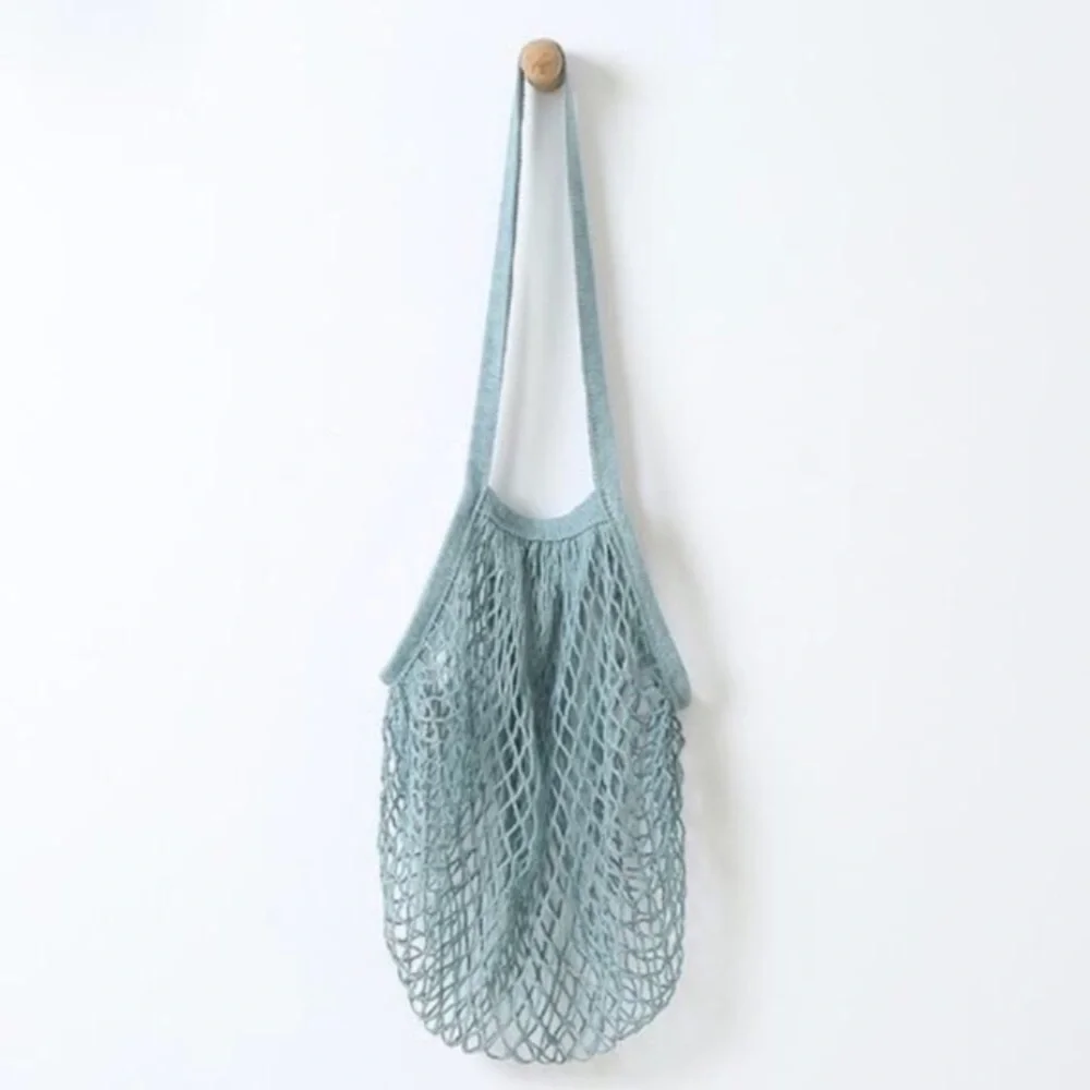 Parisienne Market Cotton Open Net Tote Bag Blue - Picture 2 of 8